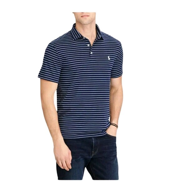 Lot Of 2 Polo Ralph Lauren Classic‎ Shirt Golf Men's XL  Stripe Polo Blue/ Navy - Picture 1 of 15
